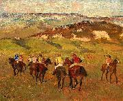 Jockeys on Horseback before Distant Hills